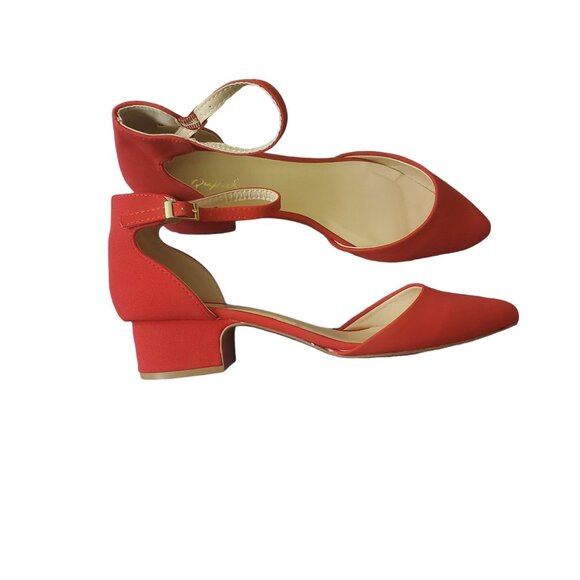 Qupid womens block heels size 7 red color Strappy buckle - Picture 2 of 10